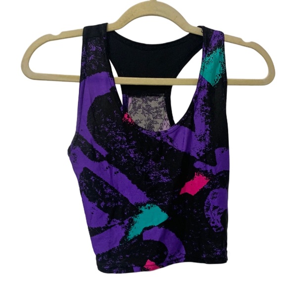 Vintage Tops - Vintage Gear 1 80s Print Cropped Tank Top